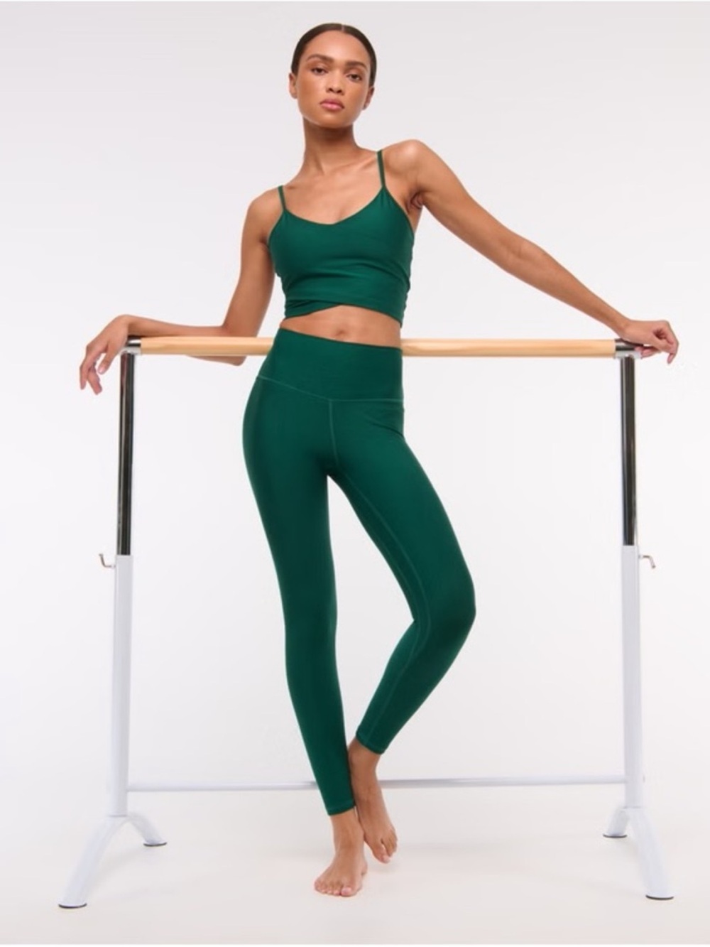 Abercrombie YPB SculptLux Wrap Front Slim Cami Tank Size XS Emerald